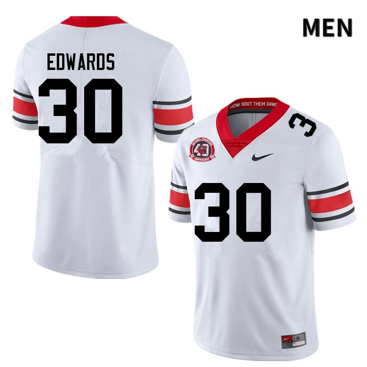 Georgia Bulldogs Men's Daijun Edwards #30 White 1980 National Champions 40th Anniversary Stitched College UGA Football Jersey 23SF013JR